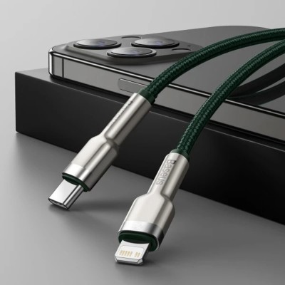 Кабель Baseus Cafule Metal Type-C To Lightning PD 20W (1m) (CATLJK-A06) Green Кабель Baseus Cafule Metal Type-C To Lightning PD 20W (1m) (CATLJK-A06) Green