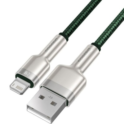 Кабель Baseus Cafule Series Metal Data USB кабель USB To IP 2.4A 1 М (CALJK-A06) Green