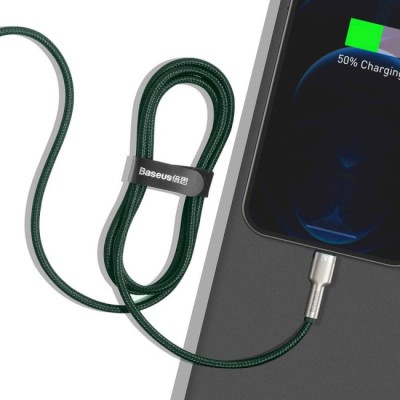 Кабель Baseus Cafule Series Metal Data USB кабель USB To IP 2.4A 1 М (CALJK-A06) Green