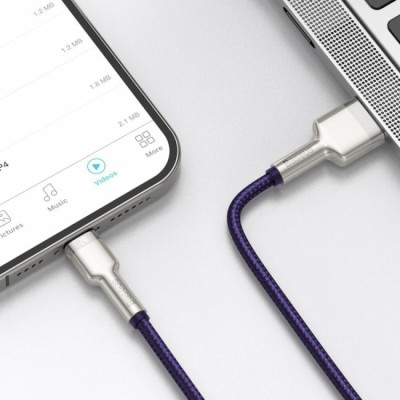Кабель Baseus Cafule Series Metal Data USB кабель USB To IP 2.4A 2 М (CALJK-B05) Purple Кабель Baseus Cafule Series Metal Data USB кабель USB To IP 2.4A 2 М (CALJK-B05) Purple