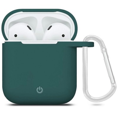 Силіконовий футляр з карабіном для навушників AirPods Зелений / Pine green
