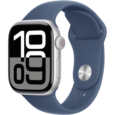 Смарт-годинник Apple Watch Series 10 GPS 46mm Silver Aluminium Case with Denim Sport Band M/L MWWM3