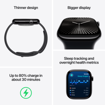 Смарт-годинник Apple Watch Series 10 GPS 46mm Silver Aluminium Case with Denim Sport Band M/L MWWM3