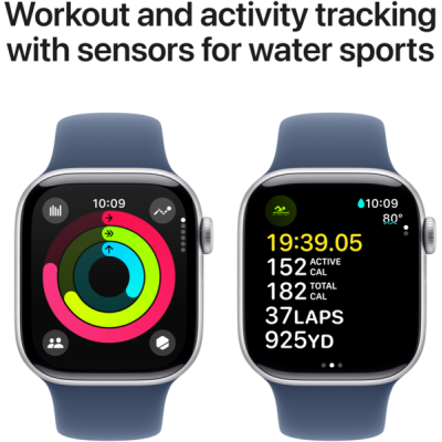 Смарт-годинник Apple Watch Series 10 GPS 46mm Silver Aluminium Case with Denim Sport Band M/L MWWM3