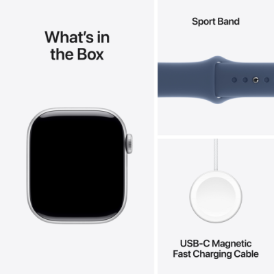 Смарт-годинник Apple Watch Series 10 GPS 46mm Silver Aluminium Case with Denim Sport Band M/L MWWM3