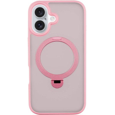 TPU+PC чохол Metal Buttons with MagSafe Colorful HQ Ring для Apple iPhone 16 (6.1") Pink