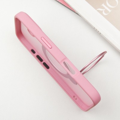 TPU+PC чохол Metal Buttons with MagSafe Colorful HQ Ring для Apple iPhone 16 (6.1") Pink