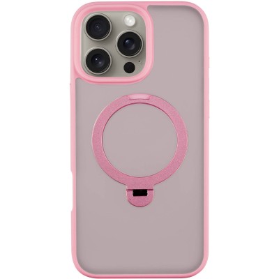 TPU+PC чохол Metal Buttons with MagSafe Colorful HQ Ring для Apple iPhone 16 Pro (6.3") Pink