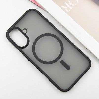 TPU+PC чохол Metal Buttons with MagSafe для Apple iPhone 16 (6.1") Чорний TPU+PC чохол Metal Buttons with MagSafe для Apple iPhone 16 (6.1") Чорний