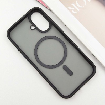 TPU+PC чохол Metal Buttons with MagSafe для Apple iPhone 16 (6.1") Чорний TPU+PC чохол Metal Buttons with MagSafe для Apple iPhone 16 (6.1") Чорний