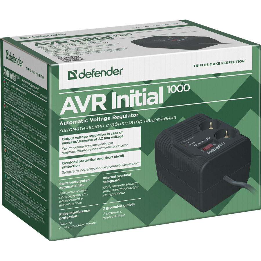 Мережевий фільтр DEFENDER Voltage regulator AVR Initial 1000 Мережевий фільтр DEFENDER Voltage regulator AVR Initial 1000