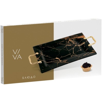 Блюдо VIVA MARBLE BLACK з ручками /35х22.5 см в уп. (S3235-Z306)