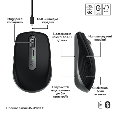 Миша LOGITECH MX Anywhere 3S for Ma, Space Grey (910-006947) Миша LOGITECH MX Anywhere 3S for Ma, Space Grey (910-006947)