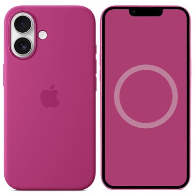 Чохол Silicone case (AAA) full with Magsafe and Animation для Apple iPhone 16 (6.1") Fuchsia