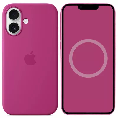 Чохол Silicone case (AAA) full with Magsafe and Animation для Apple iPhone 16 (6.1") Fuchsia
