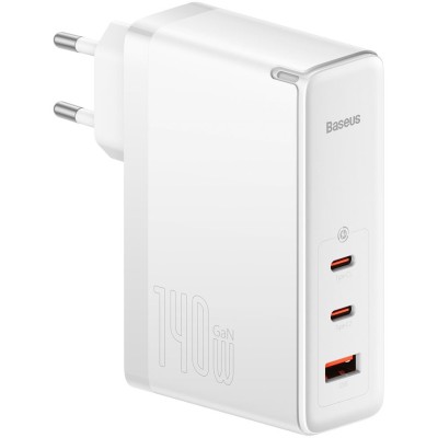 Зарядний Пристрій Baseus GaN5 Pro 140W 2 x Type-C + USB + Кабель Type-C - Type-C (CCGP100202) white Зарядний Пристрій Baseus GaN5 Pro 140W 2 x Type-C + USB + Кабель Type-C - Type-C (CCGP100202) white