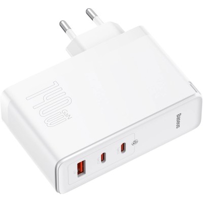 Зарядний Пристрій Baseus GaN5 Pro 140W 2 x Type-C + USB + Кабель Type-C - Type-C (CCGP100202) white Зарядний Пристрій Baseus GaN5 Pro 140W 2 x Type-C + USB + Кабель Type-C - Type-C (CCGP100202) white