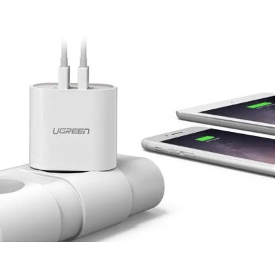 Мережевий Зарядний пристрій UGREEN CD104 Dual USB Wall Charger 3.4A (20384) White