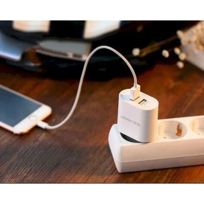 Мережевий Зарядний пристрій UGREEN CD104 Dual USB Wall Charger 3.4A (20384) White