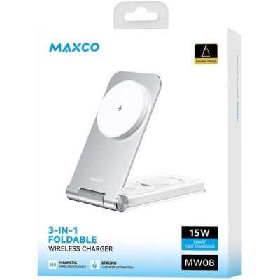 Бездротовий зарядний пристрій MAXCO 3in1 15W Wireless Charger (MW08) сір.