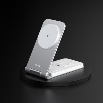 Бездротовий зарядний пристрій MAXCO 3in1 15W Wireless Charger (MW08) сір.