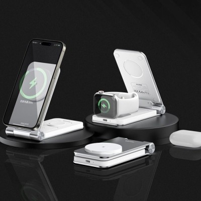 Бездротовий зарядний пристрій MAXCO 3in1 15W Wireless Charger (MW08) сір.