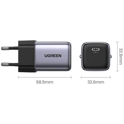 Мережевий Зарядний пристрій UGREEN CD318 Nexode Mini 20W PD GaN Tech Charger (90664) Gray Мережевий Зарядний пристрій UGREEN CD318 Nexode Mini 20W PD GaN Tech Charger (90664) Gray