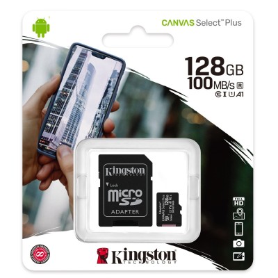 Карта пам'яті Kingston 128GB microSDXC Canvas Select Plus 100R A1 C10 + SD адаптер (SDCS2/128GB)