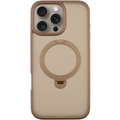 TPU+PC чохол Metal Buttons with MagSafe Colorful HQ Ring для Apple iPhone 16 Pro (6.3") Rose Gold