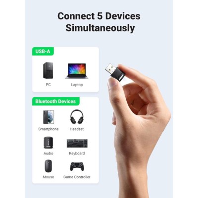 USB-адаптер UGREEN CM390 Bluetooth 5.0 Black (80890)