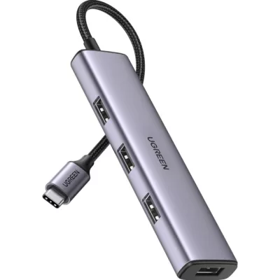 USB-хаб UGREEN CM473 4-in-1 USB Type-C To 4xUSB 3.0 HUB Space Gray (20841)