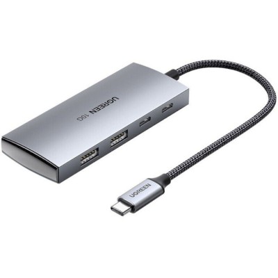 USB-хаб UGREEN CM480 USB-C To 2×USB 3.2+2×USB-C Adapter 10G Space Gray (30758)