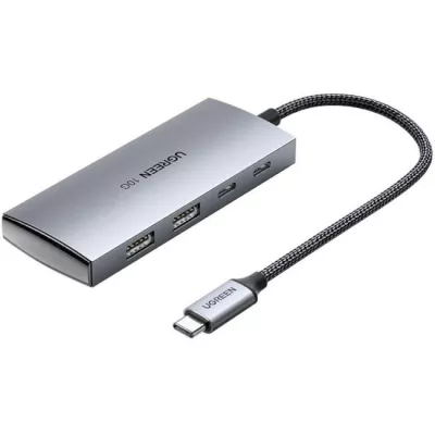 USB-хаб UGREEN CM480 USB-C To 2×USB 3.2+2×USB-C Adapter 10G Space Gray (30758)