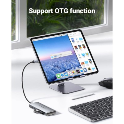 USB-хаб UGREEN CM480 USB-C To 2×USB 3.2+2×USB-C Adapter 10G Space Gray (30758)