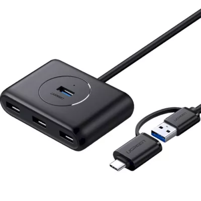 USB-хаб UGREEN CR113 USB 3.0 With USB Type-C Plug 4 Ports HUB 1m Black (40850)