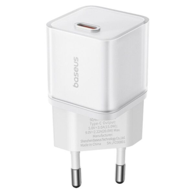 Зарядний Пристрій Baseus GaN5S 20W Fast Charger (1 Type-C) (P10162503213-00) White