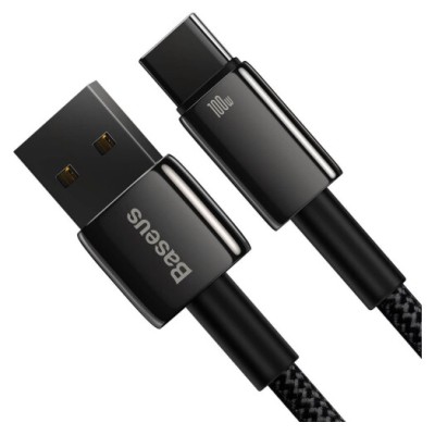 Кабель Baseus Tungsten Gold Fast Charging Data Type-C 100W (1m) (CAWJ000001) Black