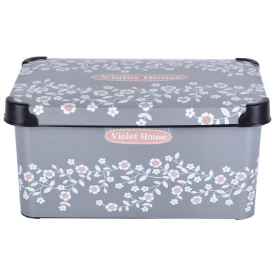 Корзина VIOLET HOUSE 0647 DECOR ANTRACITE FLOWERS з/кр. 10 л (0647 DECOR ANTRACITE FLOWERS с/кр. 10 л)