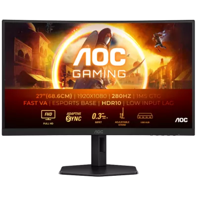 Монiтор TFT AOC 27" C27G4ZXU VA Curved FHD 280Hz 300nit 2*HDMI DP USB HAS MM Black