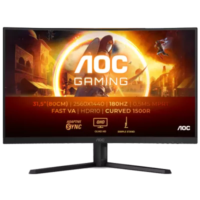 Монiтор TFT AOC 31.5” CQ32G4VE VA QHD Curved 180Hz 2*HDMI DP Black