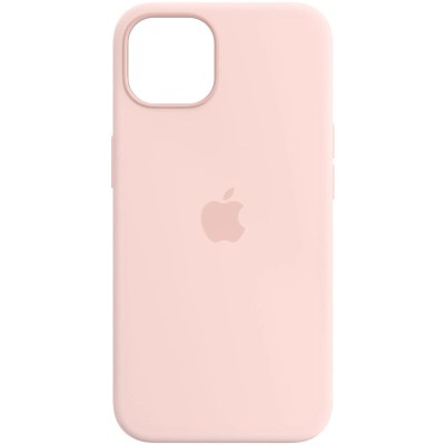 Чохол Silicone case (AAA) full with Magsafe для Apple iPhone 14 (6.1") Рожевий / Chalk Pink