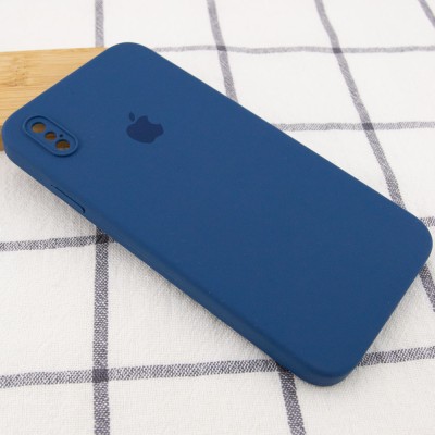 Чохол Silicone Case Square Full Camera Protective (AA) для Apple iPhone XS Max (6.5") Синій / Navy blue