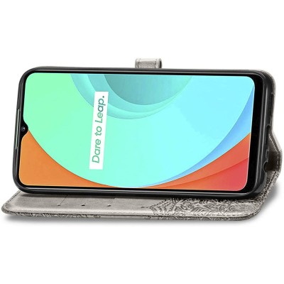 Шкіряний чохол (книжка) Art Case з візитницею для Realme C11 Сірий