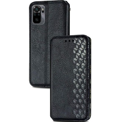 Шкіряний чохол книжка GETMAN Cubic (PU) для Xiaomi Redmi Note 10 / Note 10s Чорний