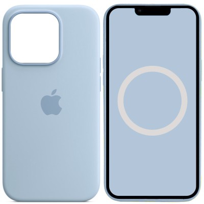 Чохол Silicone case (AAA) full with Magsafe and Animation для Apple iPhone 14 Pro (6.1") Блакитний / Sky