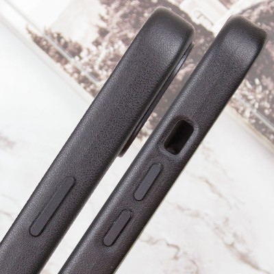 Шкіряний чохол Leather Case (AAA) with MagSafe and Animation для Apple iPhone 13 Pro (6.1") Midnight