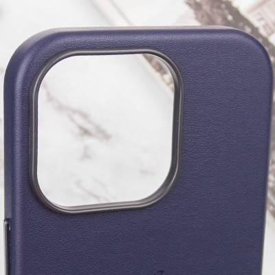 Шкіряний чохол Leather Case (AAA) with MagSafe and Animation для Apple iPhone 14 Pro Max (6.7") Ink