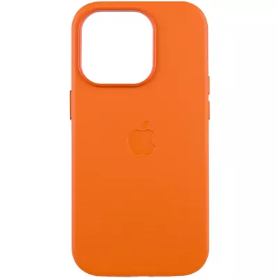 Шкіряний чохол Leather Case (AAA) with MagSafe and Animation для Apple iPhone 14 Pro Max (6.7") Orange