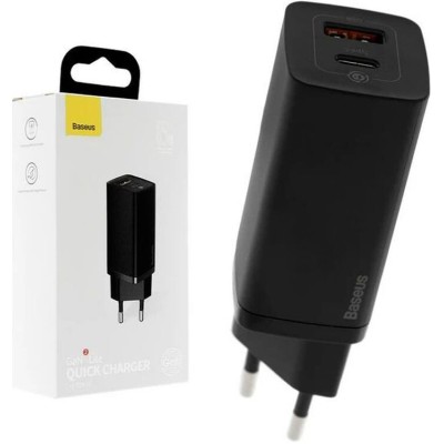 Зарядний Пристрій Baseus GaN2 Lite Quick Charger 65W (1 Type-C + 1 USB) (CCGAN2L-B01) Black