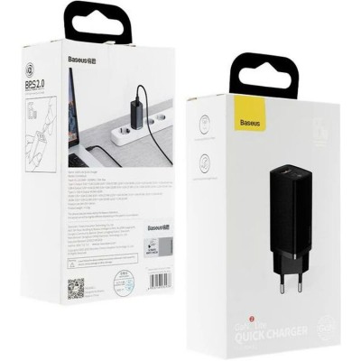 Зарядний Пристрій Baseus GaN2 Lite Quick Charger 65W (1 Type-C + 1 USB) (CCGAN2L-B01) Black